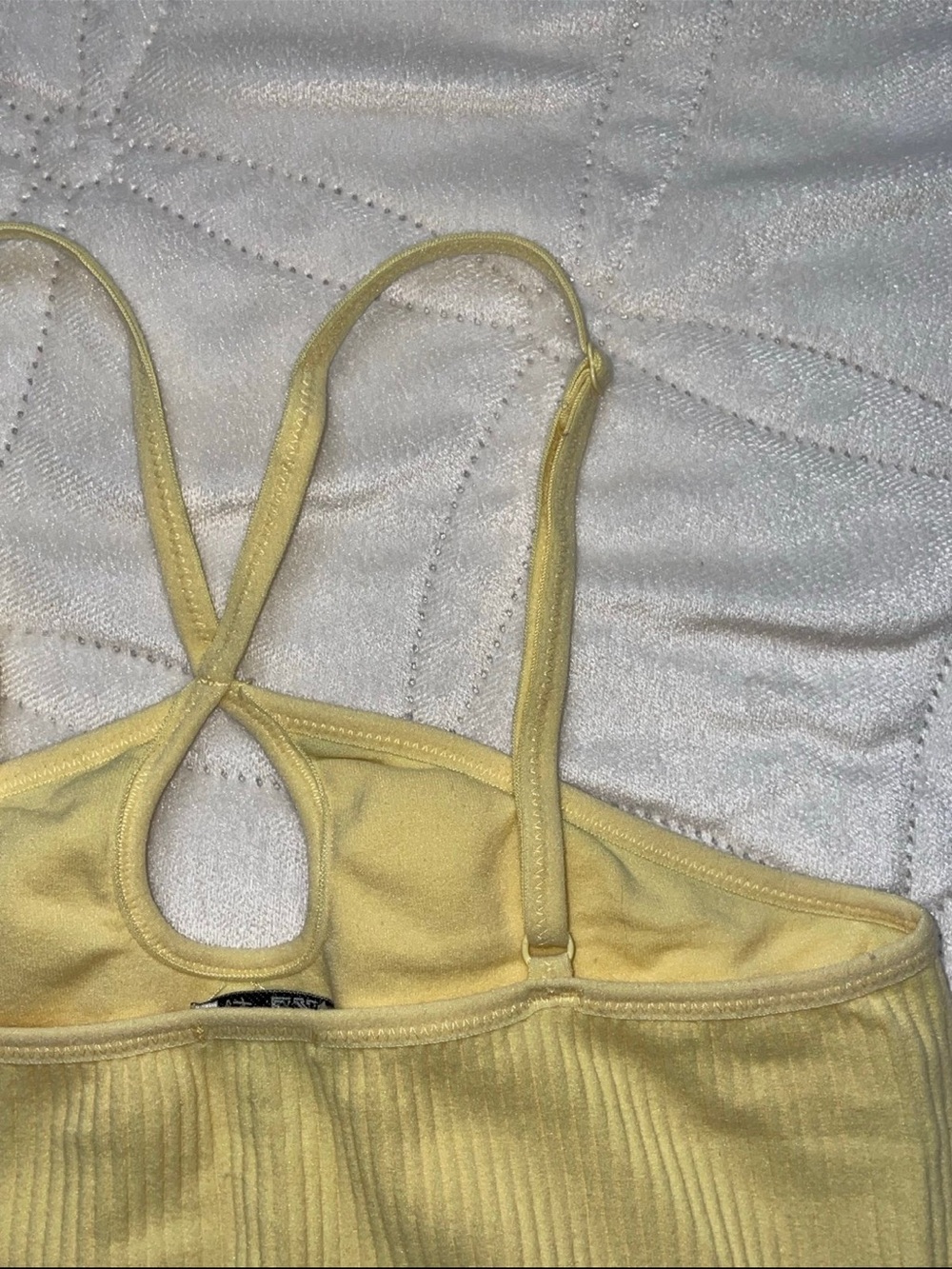 BKE Yellow Ribbed Crop Tank - Picture 4 of 5